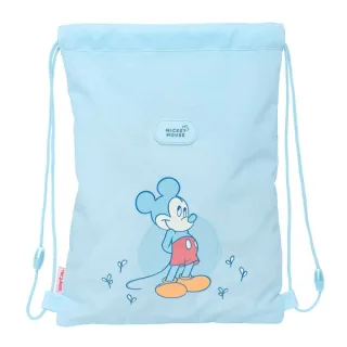 Safta Mickey Mouse Baby Saco Plano - Bolsillo con Cremallera - Cierre con Cordones - 3L - Materiales de Alta Calidad - Facil de Transportar - 260x10x340mm - Color Azul Claro