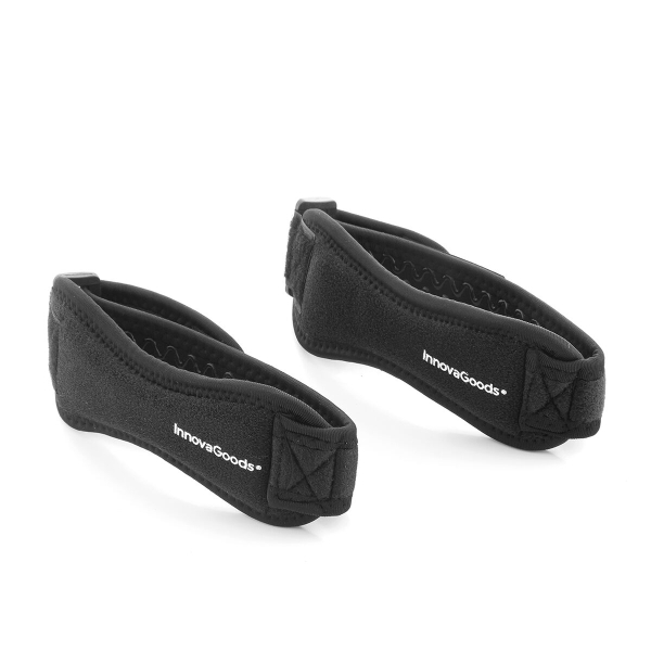 Innovagoods Forcnee Banda de Sujecion para Rotula - Soporte Deportivo - Ajustable con Velcro - Antideslizante - Incluye 2 Unidades - Color Negro
