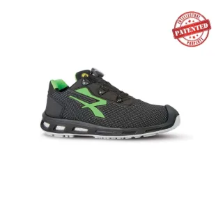 Upower Monster S ESD Calzado de Seguridad - Talla 38 - Puntera AirToe Aluminium, Sistema Antipinchazos, Suela Infinergy, Proteccion S3S CI FO SR - Color Gris Oscuro/Verde