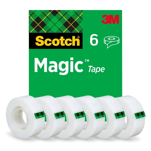 Scotch Magic Pack de 6 Cintas Adhesivas Invisible - 19mm x 33m - Color Transparente