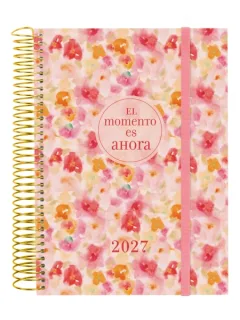 Finocam Trendy Design Collection Ahora Agenda - Anual 2027 - 1 Dia por Pagina - Formato E10 - 155x212mm - Espiral - Tapa de Polipropileno - Esquinas Microperforadas - Papel de 70g/m2 - Multi