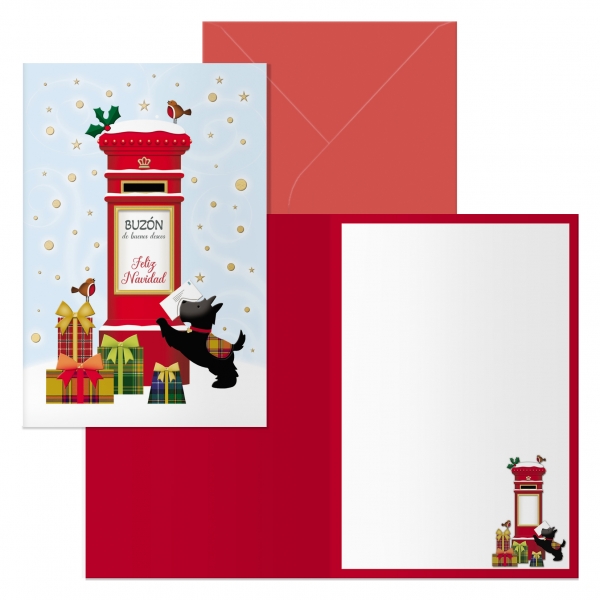 Dohe Buzon Pack de 6 Tarjetas de Felicitacion Navideña con Sobre - Tamaño Cerrada 11.5x17cm, Abierta 23x17cm - Papel Offset - Impresas a todo Color