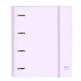 Safta Carpeta con 4 Anillas 35mm - Tapas Duras Forradas - Recambio 100 Hojas - Cuadriculas 5x5mm - Cierre Elastico - Incluye Separadores - 270x35x320mm - Color Violeta