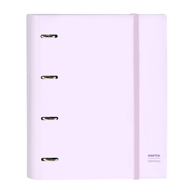Safta Carpeta con 4 Anillas 35mm - Tapas Duras Forradas - Recambio 100 Hojas - Cuadriculas 5x5mm - Cierre Elastico - Incluye Separadores - 270x35x320mm - Color Violeta