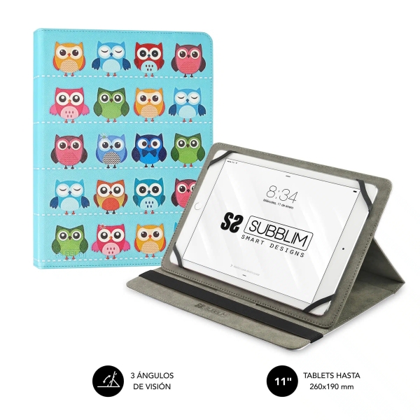 Subblim Funda Tablet Universal Trendy 9.6" a 11" - Posicion Stand con 2 Angulos de Vision - Soporte Antideslizante - Colores Varios