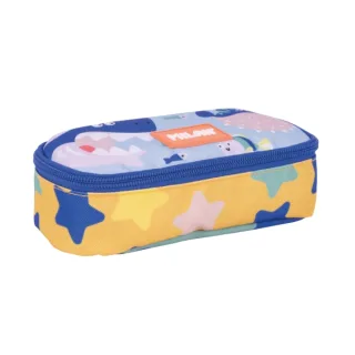 Milan Blue Odyssey Estuche Portatodo - Ovalado - Cierre con Cremallera - Malla Interior - 20.5x9x5.5cm - Multicolor