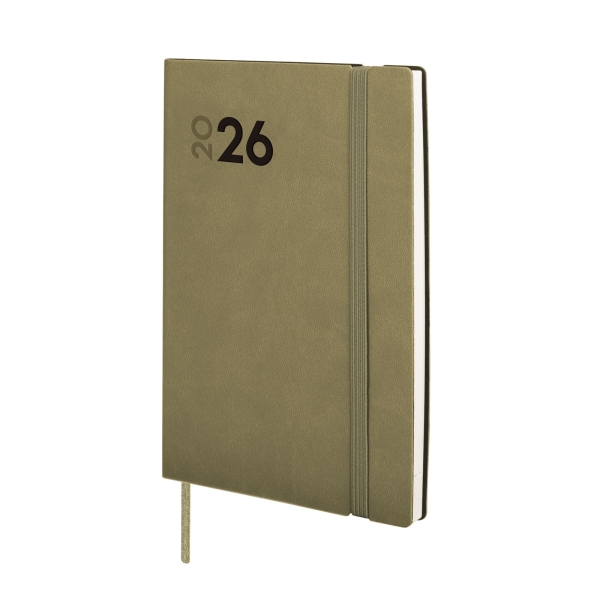 Finocam Dynamic Mara Agenda Profesional en Catalan - Anual 2026 - Tapa Blanda - Cierre con Goma Elastica - Formato Y4 - 124x11x174mm - Semana Vista en Vertical - Color Verde