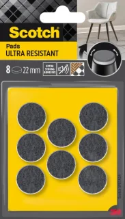 Scotch Pack de 8 Almohadillas de Fieltro Adhesivas - Ultra Resistentes - Diametro de 22mm - Color Blanco/Gris