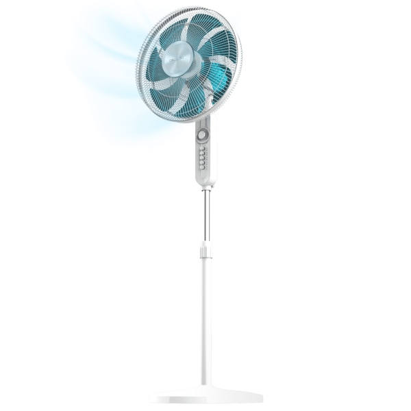 Cecotec EnergySilence 610 Max Flow Ventilador de Pie con 7 Aspas - Potencia de 70W - Diametro de 40cm - 4 Velocidades - Temporizador 2h - Oscilacion 90º - Altura Ajustable - Color Blanco