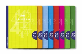 Lamela Pack de 10 Libretas Grapadas con 50 Hojas de 90g/m2 con Margen - Formato A4 - Pauta Cuadrovia de 2.5mm - Cubierta de Cartoncillo Plastificado - Papel Offset Blanco Extra - Colores Sur