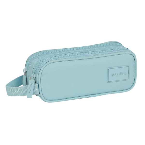 Safta Basic Portatodo - 2 Compartimentos con Cremalleras - Asa Lateral - 1L - 210x60x80mm - Color Turquesa