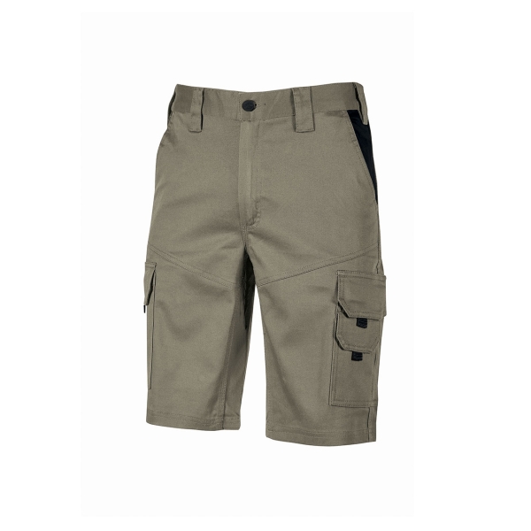 Upower Bonito Pantalones Cortos de Trabajo de Algodon Elastizado - Talla 2XL - Frescos y Comodos, Bolsillos Multifuncionales, Cinturilla Elastica, Triple Costura, Proteccion DPI1 - Color Are