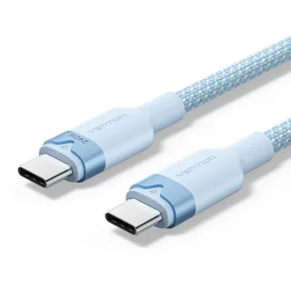 Vention Cable USB-C - Potencia hasta 240W - Longitud 2m - Recubrimiento de Nailon Trenzado - Velocidad hasta 480Mbps - Color Azul
