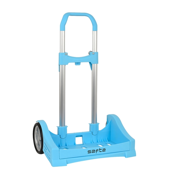 Safta Evolution Carro Portamochilas- Sujecion Universal - Ruedas de 14cm Antivibracion - Aluminio/PP - 40x85x28cm - Color Azul Claro