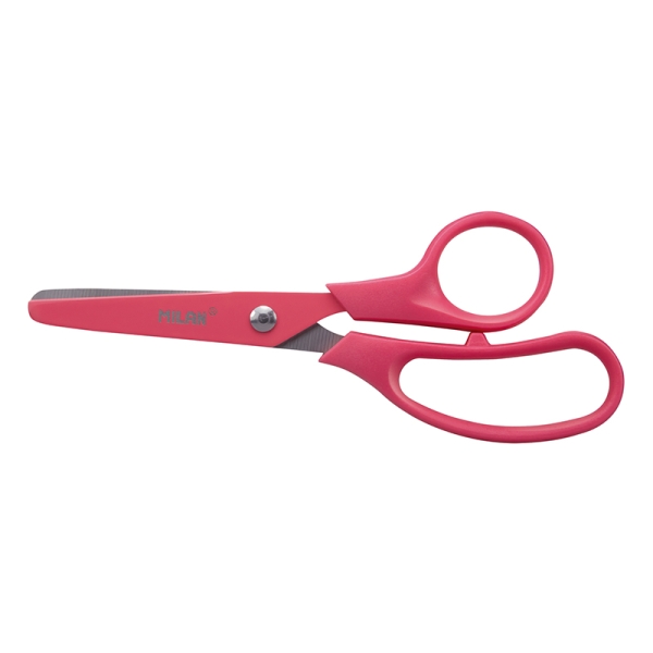 Milan Basic Colours Tijeras de 13.4cm - Mango Ergonomico - Punta Redondeada - Hoja de Acero Inoxidable - Color Rosa · Pack de 10 uds.