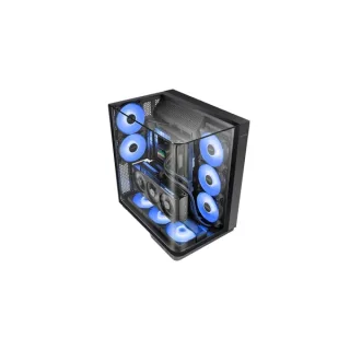 Mars Gaming MC-INFINIO Caja Torre ATX - 2 Ventiladores de 120mm FRGB - Cristal Templado Curvo Continuo - Montaje Vertical para GPU - 7 Ranuras de Expansion - 420x289x460mm - Color Negro