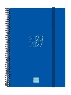 Finocam Espir Agenda Escolar 26/27 en Catalan - Semana Vista Horizontal - Formato E10 - 155x212mm - Tapas de Polipropileno - Papel de 80g/m2 - Espiral - Esquinas Microperforadas - Color Azul