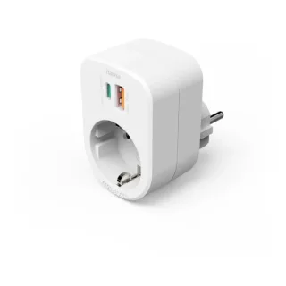 Hama Regleta Alimentacion con 3 Tomas - Potencia Maxima 3680W - 1x Schuko - 1x USB-C - 1x USB-A - Power Delivery - Color Blanco