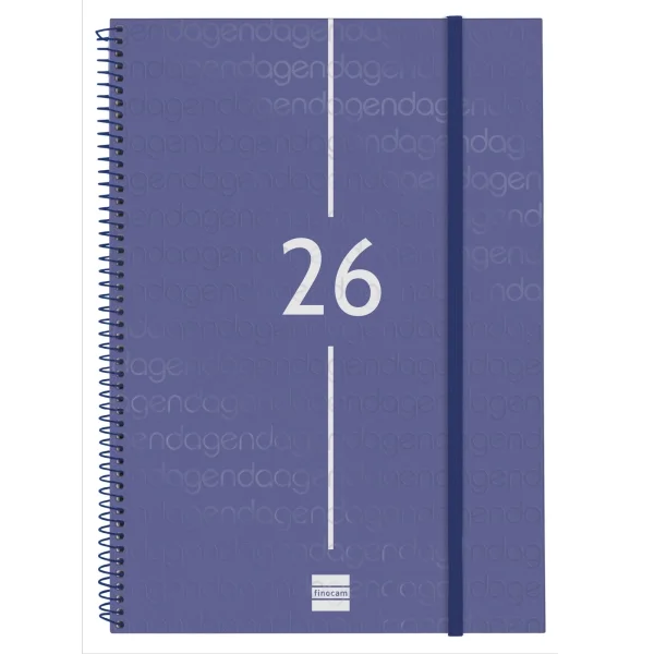 Finocam Year Agenda de Espiral en Catalan - Anual 2026 - Tapa Ligera - Formato E40 - 217x14x297mm - Semana Vista en Vertical - Color Azul