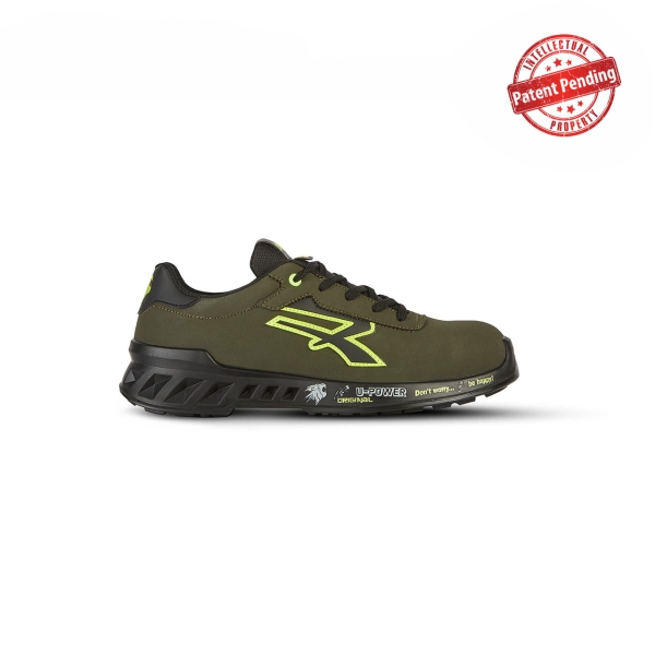Upower Ryan S ESD Calzado de Seguridad Bajos - Talla 35 - Empeine Microfibra Hidrorrepelente, Suela Antideslizante, Puntera AirToe Aluminium - Color Verde Oliva/Amarillo