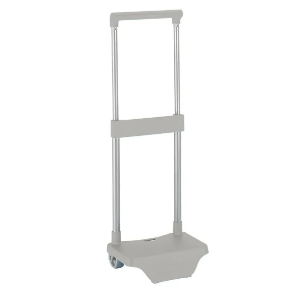 Safta Carro Portamochilas - Sujecion Universal - Material Resistente (Polipropileno) - Estructura de Acero Pintado - Ruedas de PVC Duraderas - 26x10x34cm - Color Gris