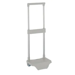 Safta Carro Portamochilas - Sujecion Universal - Material Resistente (Polipropileno) - Estructura de Acero Pintado - Ruedas de PVC Duraderas - 26x10x34cm - Color Gris
