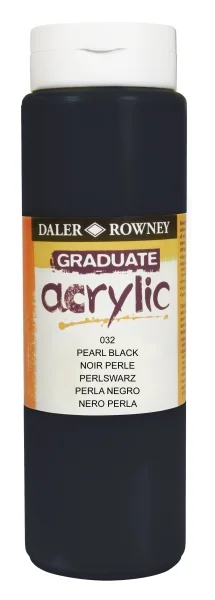 Daler Rowney Graduate Pintura Acrilica - Botella de Plastico - 500ml - Color Negro Perla