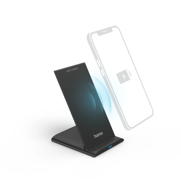 Hama QI-FC10S Cargador Inalambrico - Potencia 10W - USB-C - Indicador LED - Carga Rapida - Color Negro