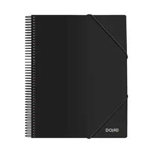 Dohe Carpeta con 30 Fundas Tamaño A4 - Tapa de Polipropileno Opaco 800 Micras - Fundas Transparentes 80 Micras - Espiral de Plastico Color y Gomas Elasticas a Juego