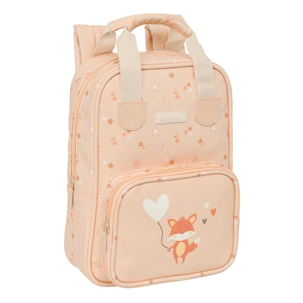 Safta Flores Mochila Infantil - Bolsillo Frontal - Tarjeta ID - Hombreras Acolchadas - Asa Forrada - 4.5L - 200x80x280mm - Color Melocoton