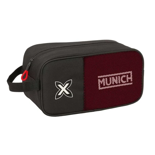 Safta Munich Vulcan Zapatillero - Asa Lateral - 6L - Facil Transporte - 290x140x150mm - Color Negro y Rojo