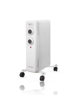 Daewoo DW9502 Radiador de Aceite - Potencia 1500W - 7 Elementos - Termostato Regulable - Ruedas - Asa de Transporte - Indicador Luminoso - Color Blanco