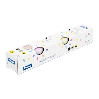 Milan Pack de 6 Tarros de Pintura para Dedos - 40ml por Unidad - Mezclable - Lavable - Colores Pasteles Surtidos