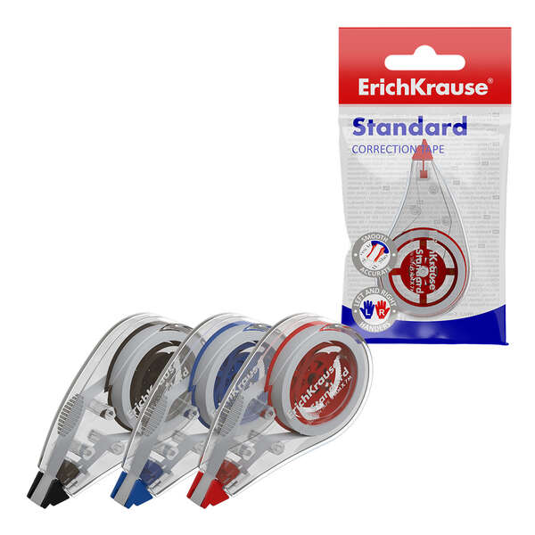 Erichkrause Standard Cinta Correctora 5mmx7m - Ideal para Correccion Rapida y Segura - Secado Inmediato - Color Surtido Aleatorio · Pack de 12 uds.