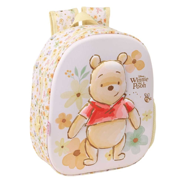 Safta Winnie the Pooh Mochila 3D - Portabotellas - Hombreras Acolchadas - Asa de Mano Superior - 27x33x10cm - Color Amarillo Pastel