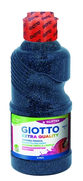 Giotto Extra Quality Glitter Tempera - 250ml - Lispa para el Uso - Botella Bio Pet - Color Azul Oscuro