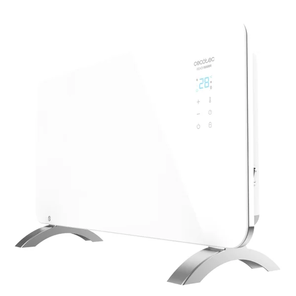 Cecotec Ready Warm 6700 Crystal Connection Convector de Cristal Templado - 1500W - Cobertura hasta 15m2 - Control Wi-Fi con App - LED Tactil - IP24 - 76x7x43cm - Color Blanco