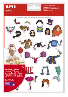 Apli Gomets Tematicos Personajes - 300 Unidades - Adhesivo Removible - Ilustraciones Divertidas - Ideal para Escuelas - Adhesivo Base Agua - Libre de Disolventes - Colorido · Pack de 5 uds.