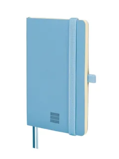 Finocam Nexo Cuaderno de Tapa Blanda - 72 Hojas - 90x150mm - Papel Crema de 80g/m2 - Liso - Bolsillo Interior - Cierre con Goma - Hojas Microperforadas - Color Azul Celeste