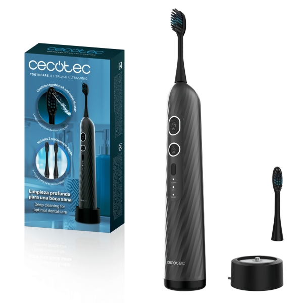 Cecotec ToothCare Jet Splash UltraSonic Cepillo de Dientes e Irrigador - Tanque de 60ml - Presion 120PSI - 3 Modos - Autonomia de 4 Semanas - IPX7 - Cabezales Incluidos - Temporizador - Colo