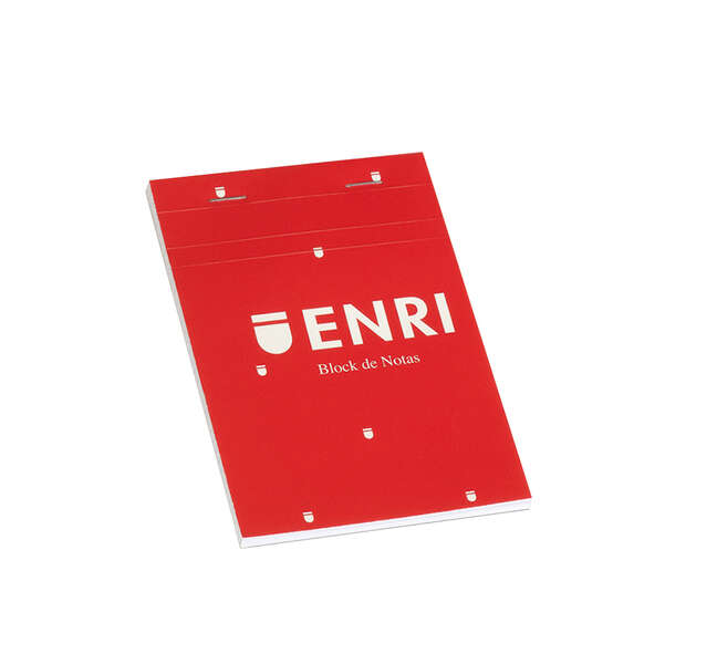 Enri Bloc de Notas Grapado Formato A7 Cuadriculado 4x4mm - 80 Hojas Microperforadas - Tapa Blanda Roja · Pack de 10 uds.