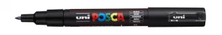 Posca PC-1M Marcador de Pintura - Punta de Poliester Conica 0.7mm - Ancho de Trazo 0.7mm - Tinta Base al Agua - Resistente a la Luz - Color Negro · Pack de 6 uds.