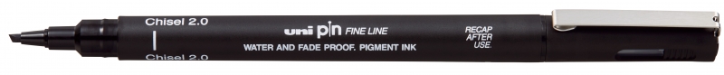 Uni-ball PINCS2-200 Rotulador Calibrado - Punta Poliacetal - Trazo Chisel - Tinta Pigmentada Resistente al Agua y Luz - Color Negro · Pack de 12 uds.