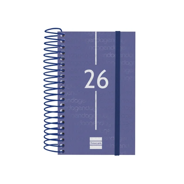 Finocam Year Agenda de Espiral en Catalan - Anual 2026 - Tapa Ligera - Formato E3 - 95x24x127mm - 1 Dia por Pagina - Color Azul