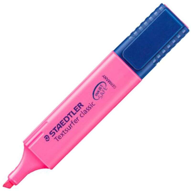 Staedtler Textsurfer Classic 364 Marcador Fluorescente - Punta Biselada - Trazo entre 1 - 5mm - Tinta con Base de Agua - Color Rosa · Pack de 10 uds.