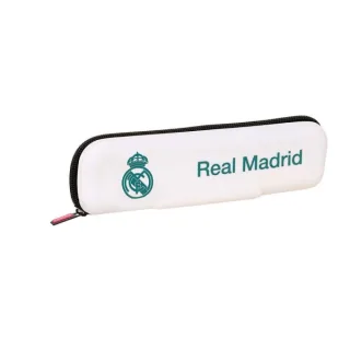 Safta Real Madrid Equipacion 26/27 Portatodo Estrecho - Silicona - Cremallera - 20x5.5x2cm - Color Blanco