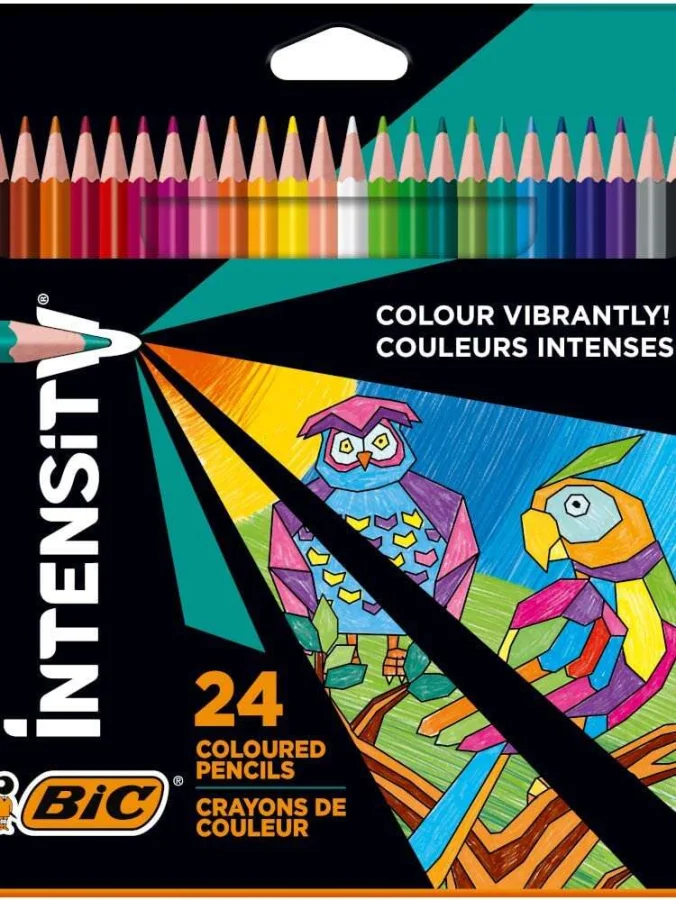 Bic Intensity Triangle Caja de 24 Lapices para Colorear Triangulares - Mina de 3.20mm - Fabricados sin Madera - Colores Surtidos