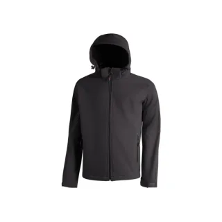 Upower Kyra Cazadora de Trabajo con Tejido Soft Shell - Talla 2XL - Transpirable, Antiviento, Repelente al Agua, Capucha Desmontable, Mangas Preformadas, Elementos Reflectantes - Color Negro