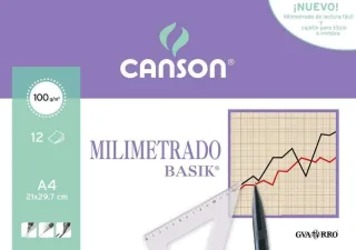 Canson Minipack de 12 Hojas A4 - Milimetrado Basik - 21x29.7cm - 100g - Color Sepia