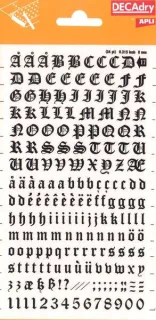 Apli Letras y Numeros Transferibles - 8mm - Facil Aplicacion - Negros Intensos - 199 Caracteres - Negro